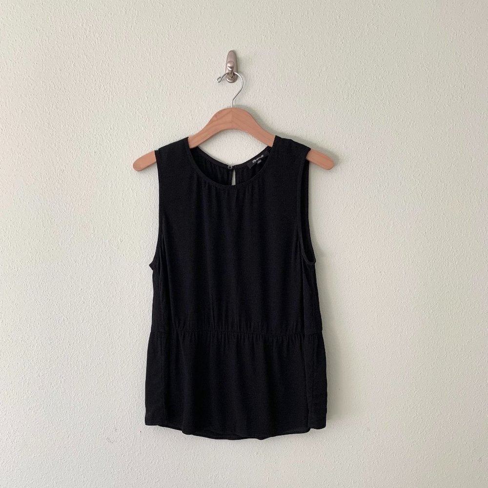 Madewell Sleeveless Black Peplum Top Size M - Picture 2 of 4